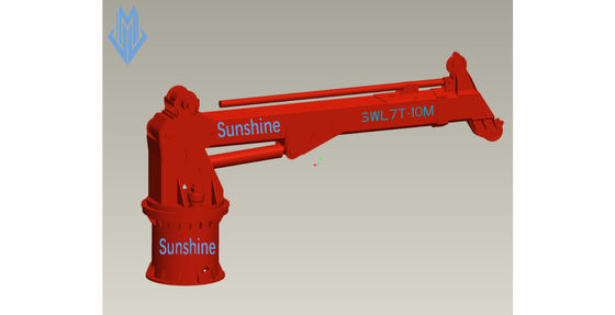 7t10m Electric Telescopic Boom เครนไฮดรอลิกทางทะเลสำหรับติดตั้งบน Vessel