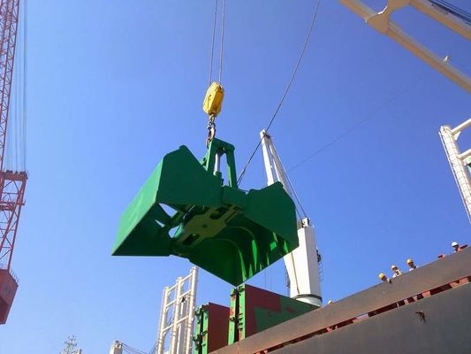 10 Cube Meter ไฮดรอลิก Clamshell Grab Bucket สำหรับการขนถ่ายวัสดุจำนวนมาก