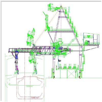 ความจุ 3000 Tph Heavy Duty Belt Type Continuity Ship Loaders